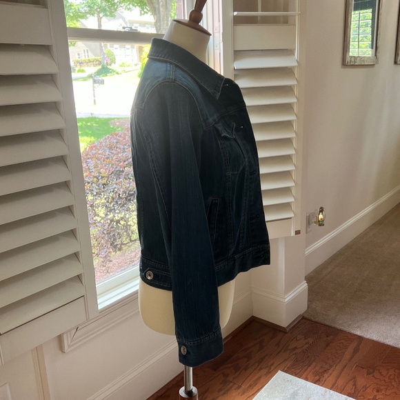 Gap Classic Women's Blue Jean Jacket - Gap Stretch Small Medium-Dark Blue - Picture 5 of 16